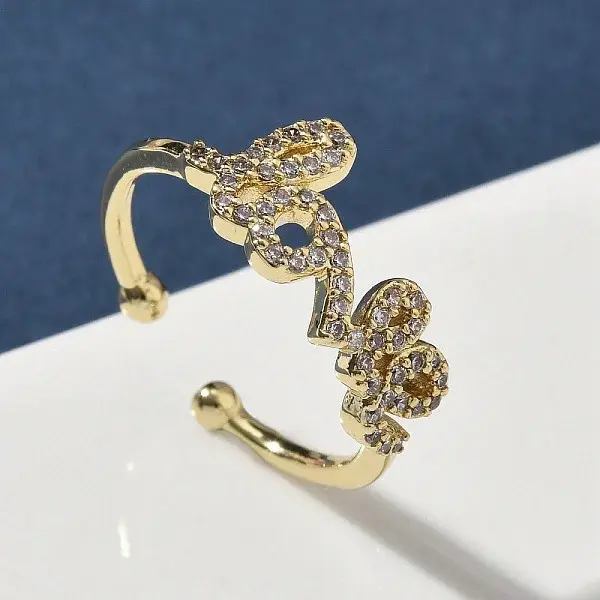 Brass Micro Pave Cubic Zirconia Cuff Rings