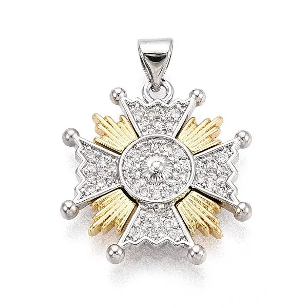 Brass Micro Pave Clear Cubic Zirconia Pendants
