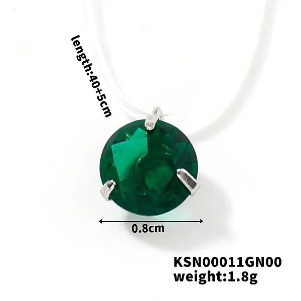 Flat Round Plastic Pendant Invisible Cord Necklaces for Women