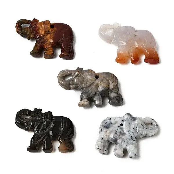 Natural Mixed Gemstone Carved Pendants