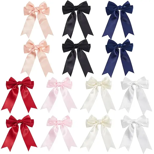14Pcs 7 Colors Polyester Bowknot Ornament Accessories