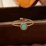 Stainless Steel with Synthesis Gemstone Adjustable Cuff Rings