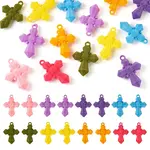 16Pcs 8 Colors Flocking Resin Pendants