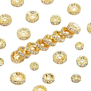 150Pcs 3 Style Brass Grade A Rhinestone Spacer Beads