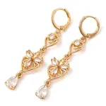 Rack Plating Golden Brass Dangle Leverback Earrings