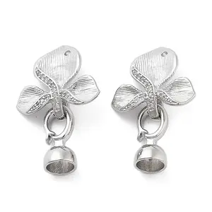 Brass Micro Pave Clear Cubic Zirconia Fold Over Clasps