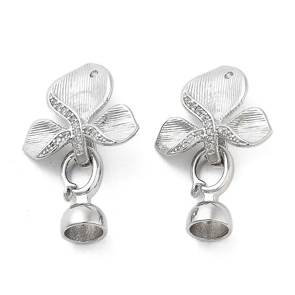 Brass Micro Pave Clear Cubic Zirconia Fold Over Clasps