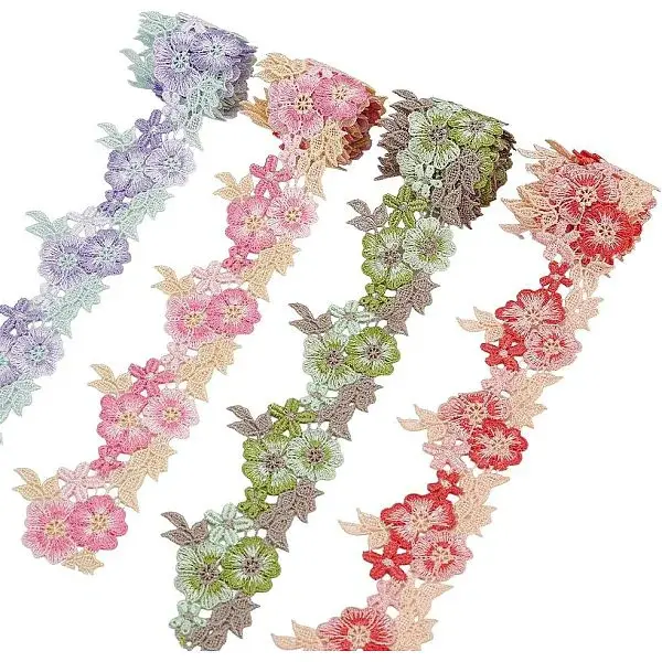 4 Yards 4 Colors Polyester Flower Lace Ribbon