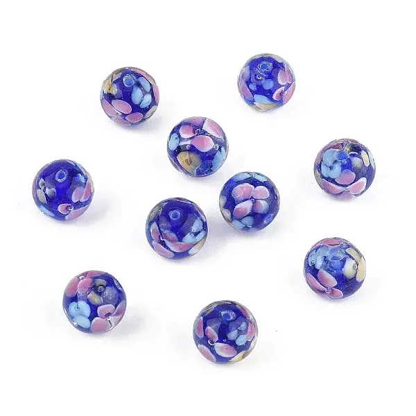 10Pcs Round Lampwork Beads