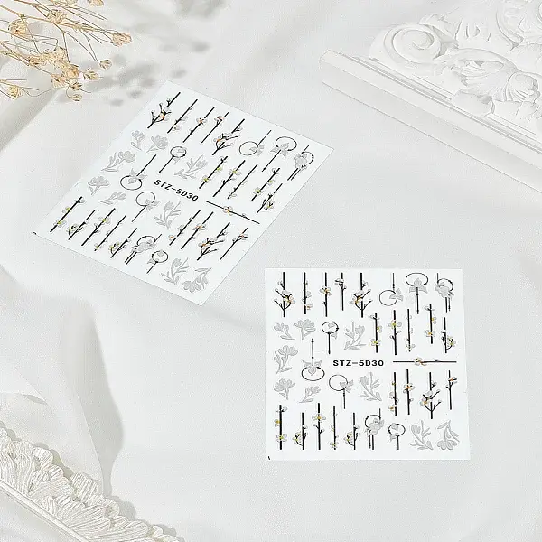 PET 5D Embossed Nail Art Stickers