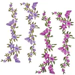 2 Pairs 2 Colors Flower Polyester Embroidery Cloth Sew on Appliques