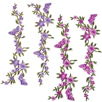 2 Pairs 2 Colors Flower Polyester Embroidery Cloth Sew on Appliques