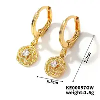 Fashionable Copper Inlaid Zircon Hoop Earrings