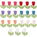 21Pcs 7 Colors Tulip Flower Shape Polyester Knitted Appliques