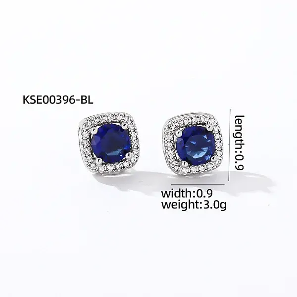 Elegant Zircon Square Stud Earrings for Women