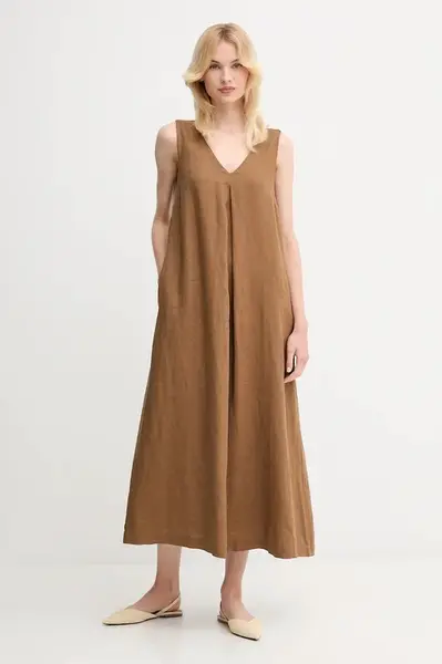 Lněné šaty United Colors of Benetton