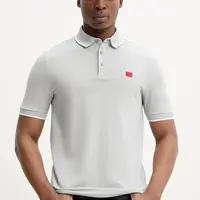 Bavlněné polo tričko HUGO šedá barva