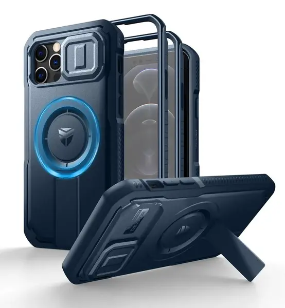Dexnor MagSafe 360 Kickstand Camprotector obal iPhone 12 / 12 Pro, modrý