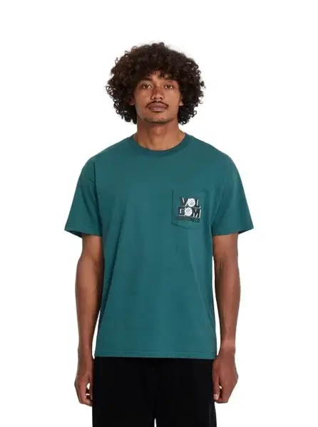 Volcom pánské tričko Parted Out Pocket Sst Rifle Green | Zelená | Velikost M | 100% bavlna