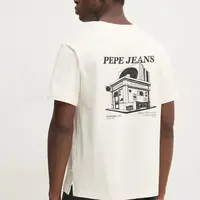 Bavlněné tričko Pepe Jeans DALTON TEE béžová barva, s potiskem, PM509722