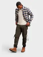 Ombre Men's STRAIGHT LEG cargo pants with striped pockets - graphite