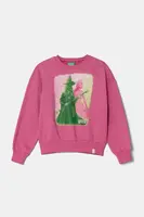 Dětská mikina United Colors of Benetton fialová barva, s potiskem, 3FE1C10OI