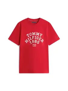 TOMMY HILFIGER Tričko 'ARCH'  červená / biela