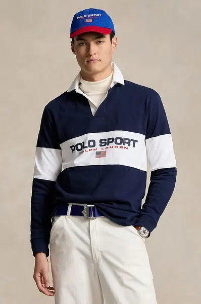 Bavlněné tričko s dlouhým rukávem Polo Ralph Lauren tmavomodrá barva, 710938458