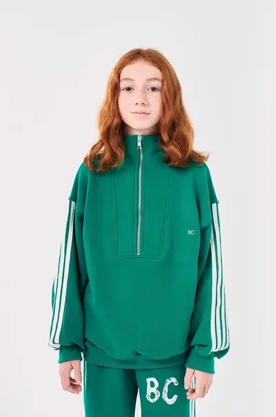 Dětská bavlněná mikina Bobo Choses zelená barva, 224AC056
