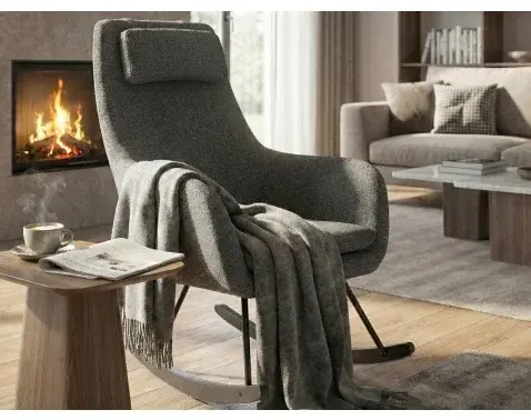 Hojdacie kreslo Galileo, stredne šedá tkanina%