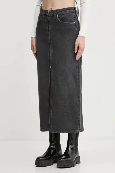 Džínová sukně Karl Lagerfeld Jeans šedá barva, midi, A1W12008