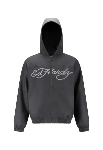 Ed Hardy Prechodná bunda 'Soaring Eagles'  sivá / svetlosivá / čierna