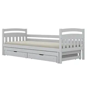 Posteľ Tosia s prístelkou + zásuvky 90x200 biela