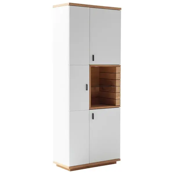 Novel VITRÍNA, divoký dub, bílá, divoký dub, 80/202/37 cm