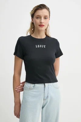 Bavlněné tričko Levi's černá barva, A8798