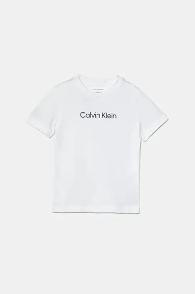 Dětské bavlněné tričko Calvin Klein Jeans bílá barva, s potiskem, IU0IU00682