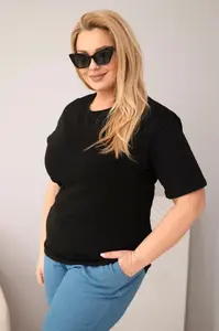 Kesi Włoski dámské triko Plus Size krátký rukáv černé