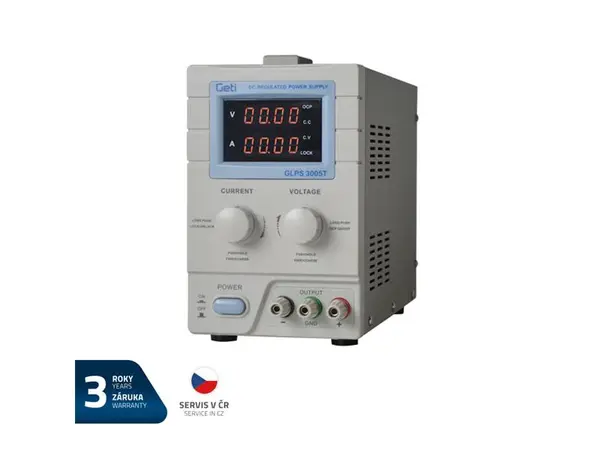 Zdroj laboratorní GETI GLPS 3005T  0-30V/ 0-5A - rozbaleno