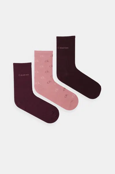 Ponožky Calvin Klein 3-pack dámské, růžová barva, 701229444