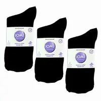 6 párov dámske IOMI Diabetik Bambusové tenké ponožky čierne voľný lem