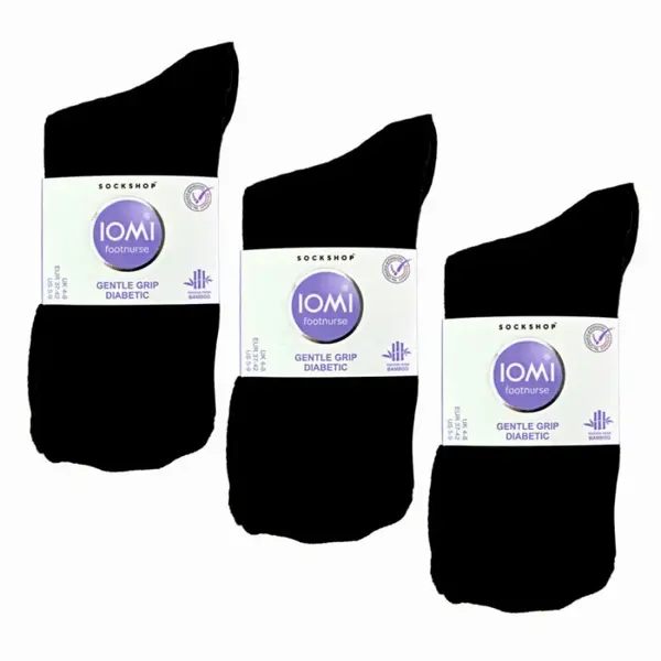 6 párov dámske IOMI Diabetik Bambusové tenké ponožky čierne voľný lem