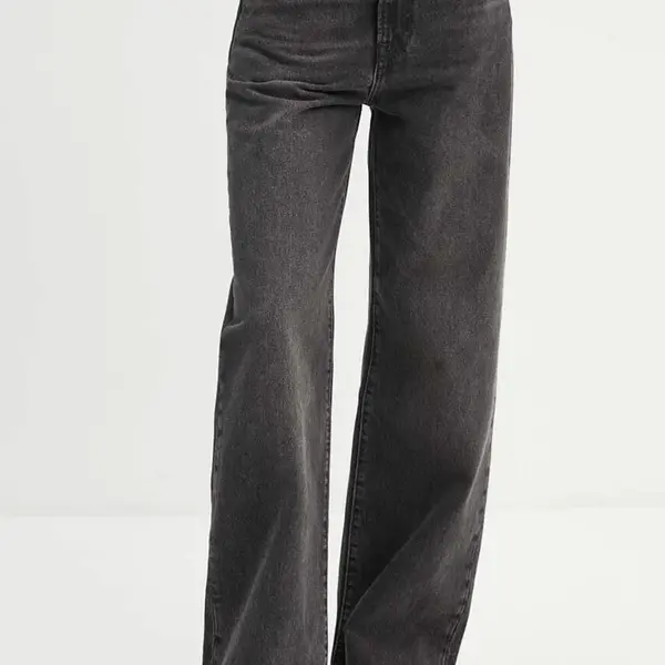 Džíny Levi's RIBCAGE WIDE LEG dámské, černá barva, A6081