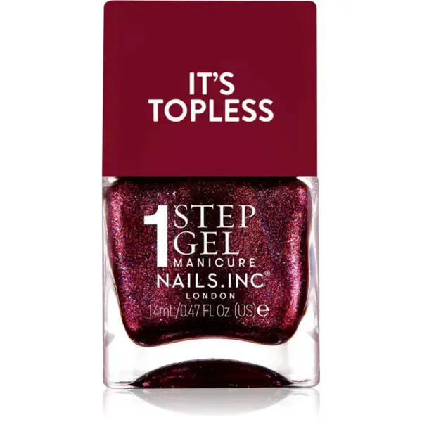 Nails Inc. It’s Topless gélový lak na nechty pre dlhotrvajúci efekt odtieň Scarlett 14 ml