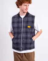 Service Works Thistle Plaid Padded Work Vest BLACK L