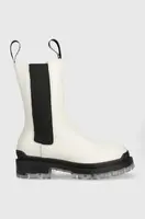 Kožené kotníkové boty Karl Lagerfeld Biker Ii dámské, bílá barva, na plochém podpatku