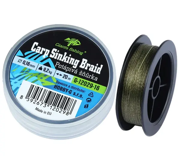 Giants fishing potápavá splietaná šnúra carp sinking braid 20 m - 0,18 mm 10,4 kg