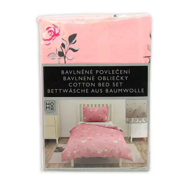 HOME ELEMENTS Povlečení bavlněné Květy a puntík