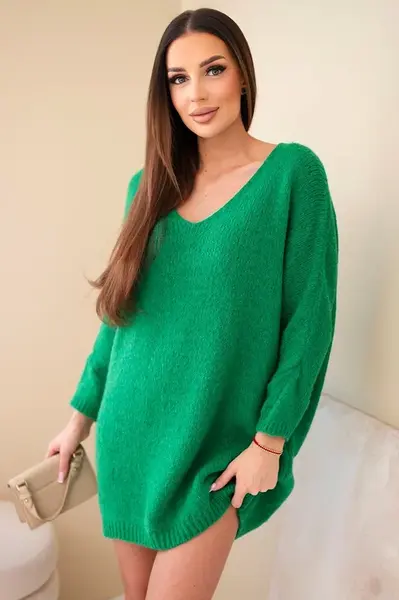 Plus size vlněné šaty s výstřihem do V