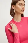Tričko s dlouhým rukávem HUGO Dafilomena_3 růžová barva, 50518378