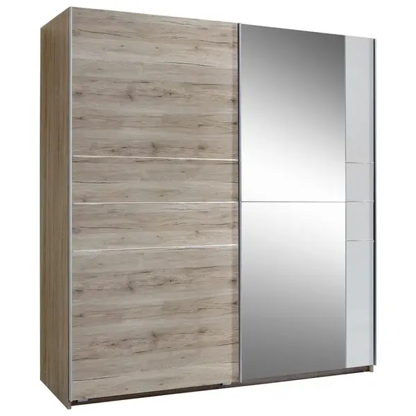 MID.YOU ŠATNÍ SKŘÍŇ SE ZRCADLEM, bílá, dub San Remo, 179/198/64 cm